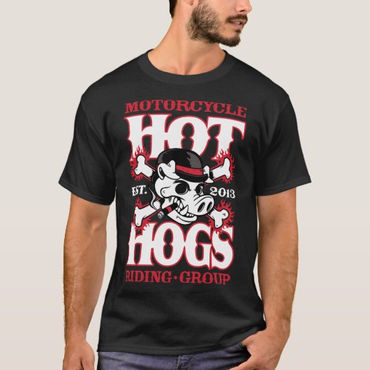 熱いHogs™クラシックなメンズ黒の乗客のTシャツ Tシャツ (正面)