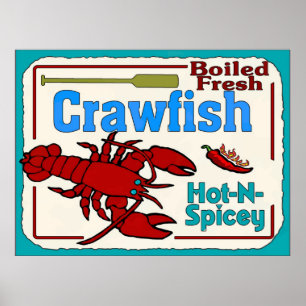 熱いNのぴりっとする沸かされたCrawfishの印 ポスター