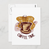 熱おもしろいいマグカップことわざ"コーヒータイム"! ポストカード (正面/裏面)