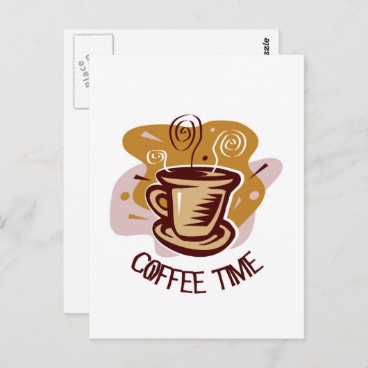 熱おもしろいいマグカップことわざ"コーヒータイム"! ポストカード (正面/裏面)