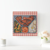 熱およびサーブ! スクエア壁時計 (ホーム)