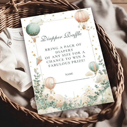 熱お洒落気球おむつラッフル エンクロージャーカード