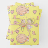 熱お洒落気球かわいいカップル愛の鳥 ラッピングペーパーシート (インサイチュ)