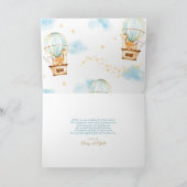 熱お洒落気球かわいい動物の赤ちゃんシャワー サンキューカード (内部)