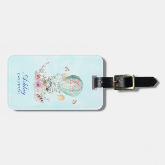 熱お洒落気球に乗るバニーカスタム ラゲッジタグ (正面横)