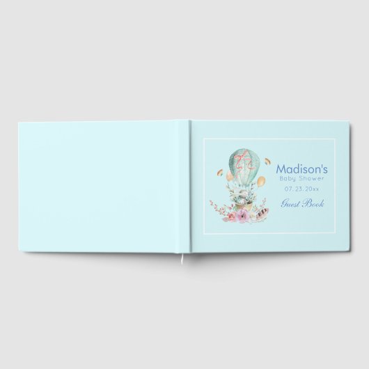 熱お洒落気球に乗るバニーベビー ゲストブック (全面)