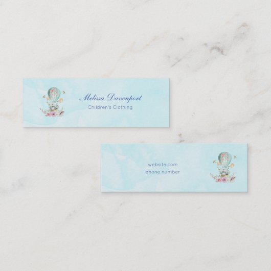 熱お洒落気球に乗るバニー スキニー名刺 (正面/裏面)