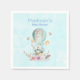 熱お洒落気球に乗るバニー スタンダードカクテルナプキン