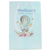 熱お洒落気球に乗るバニー ミディアムペーパーバッグ (正面)