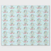 熱お洒落気球に乗るバニー ラッピングペーパー (フラット)