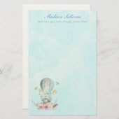 熱お洒落気球に乗るバニー 便箋 (正面/裏面)