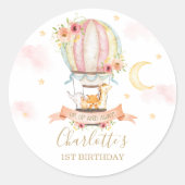 熱お洒落気球の動物ありがとう ラウンドシール (正面)