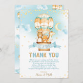 熱お洒落気球の赤ちゃんシャワーかわいい動物 サンキューカード (正面/裏面)