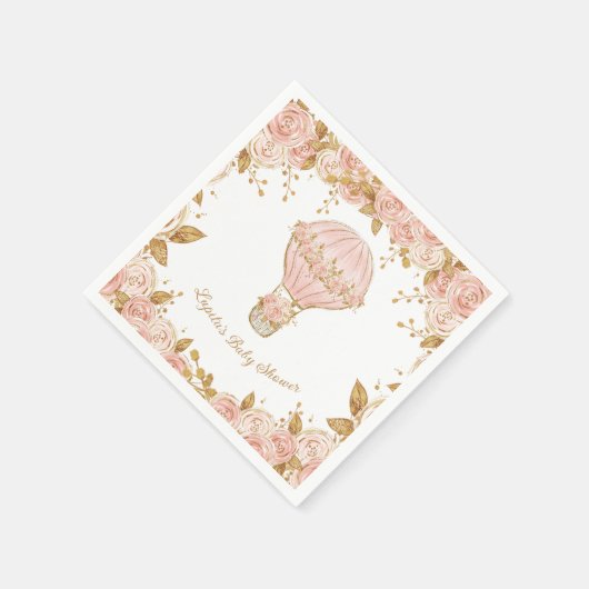 熱お洒落気球ガールベビーシャワー スタンダードカクテルナプキン (角)