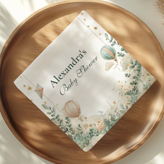 熱お洒落気球ベビーシャワー スタンダードカクテルナプキン