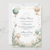 熱お洒落気球ベビーシャワー 招待状 (正面)
