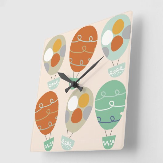熱お洒落気球 スクエア壁時計 (傾斜)