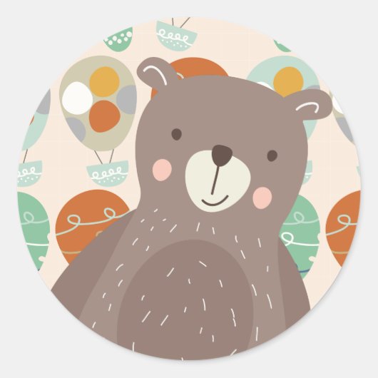 熱お洒落気球 ラウンドシール (正面)