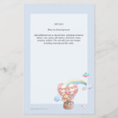 熱かわいらし気球の動物ベビーガールシャワー チラシ (裏面)