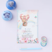 熱かわいらし気球の動物ベビーガールシャワー チラシ (シングル)