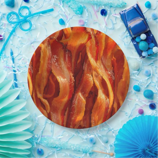 熱く焼けるように暑くおいしく塩辛いベーコンの質 ペーパープレート (パーティー)