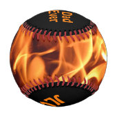 熱く燃える炎とイニシャル 野球ボール (裏面)