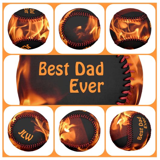 熱く燃える炎とイニシャル 野球ボール