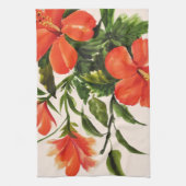 熱く赤いハイビスカス キッチンタオル (縦)
