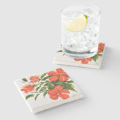 熱く赤いハイビスカス ストーンコースター (横)