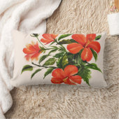 熱く赤いハイビスカス ランバークッション (ブランケット)