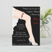 熱く赤く及び白いレースのランジェリーのブライダルシャワー 招待状 (スタンド正面)