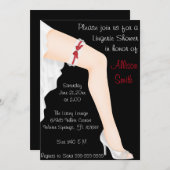 熱く赤く及び白いレースのランジェリーのブライダルシャワー 招待状 (正面/裏面)