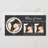 熱く黒い卒業の発表の写真カード 案内状 (正面)