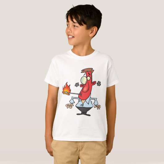 熱で真っ赤な顔の男の子 サーモメーター Tシャツ (正面フル)