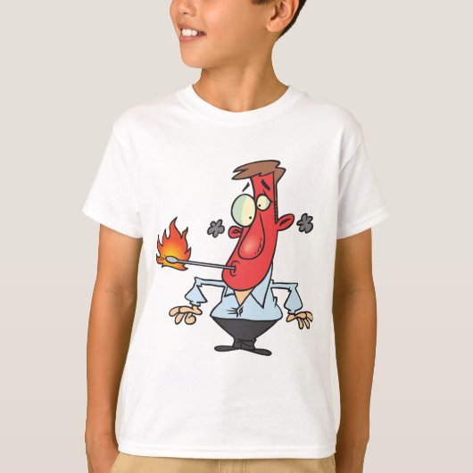 熱で真っ赤な顔の男の子 サーモメーター Tシャツ (正面)