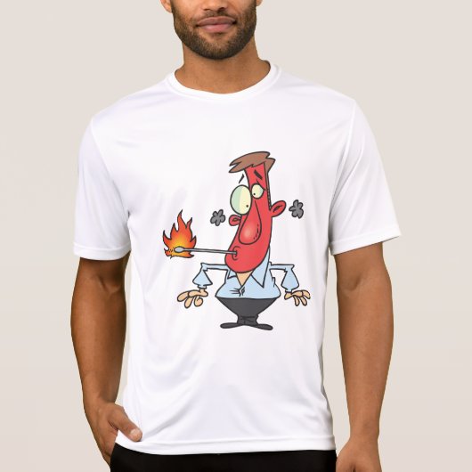 熱のある面白い真っ赤な顔の男性と体温計 Tシャツ (正面)