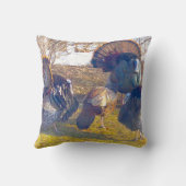 熱の中の雄の七面鳥と女性。写真 クッション (裏面)