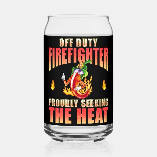 熱を求めて意気揚々と非番の消防士 ガラス缶 (正面)
