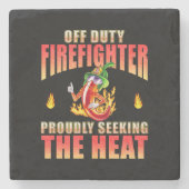 熱を求め誇りを持ったる黒い火かき火のコショウ ストーンコースター (正面)