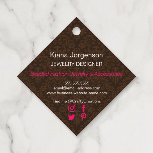 熱エレガントいピンクの渦巻きが盛つるり フェイバータグ (裏面)