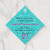 熱エレガントいピンクの渦巻きが盛りつるメッセージカード フェイバータグ (裏面)