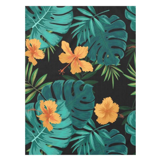 熱エレガント帯植物フローラ葉芸術| テーブルクロス (正面)