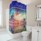 熱カッコいい気球の名前ネイビーシャワーカーテン シャワーカーテン (インサイチュ)