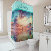 熱カッコいい気球サンライズティール(緑がかった色)シャワーカーテン シャワーカーテン (インサイチュ)