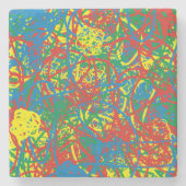 熱カラフルいミス数々のトラスト色のスプラッシュ大理石 ストーンコースター (正面)