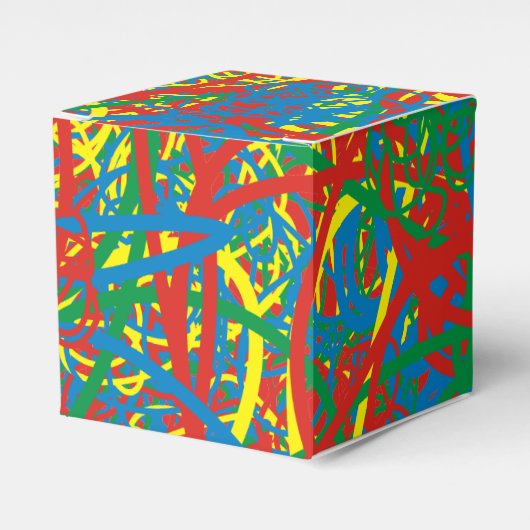 熱カラフルく混ぜ合った赤い緑のアート青 フェイバーボックス (正面サイド)