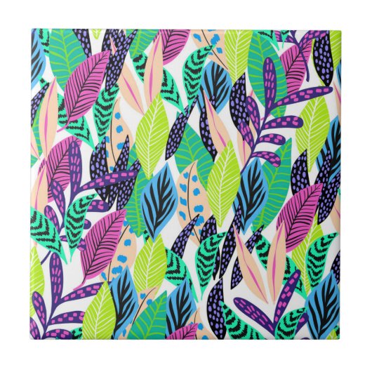 熱カラフル帯モダン林葉型 タイル (正面)