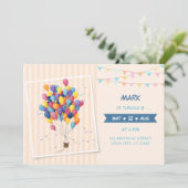 熱カラフル気球バースデーパーティー 招待状 (スタンド正面)