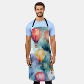 熱カラフル気球パターン エプロン (着用した状態)