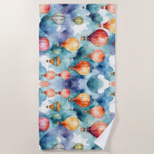 熱カラフル気球パターン。 ビーチタオル (正面)